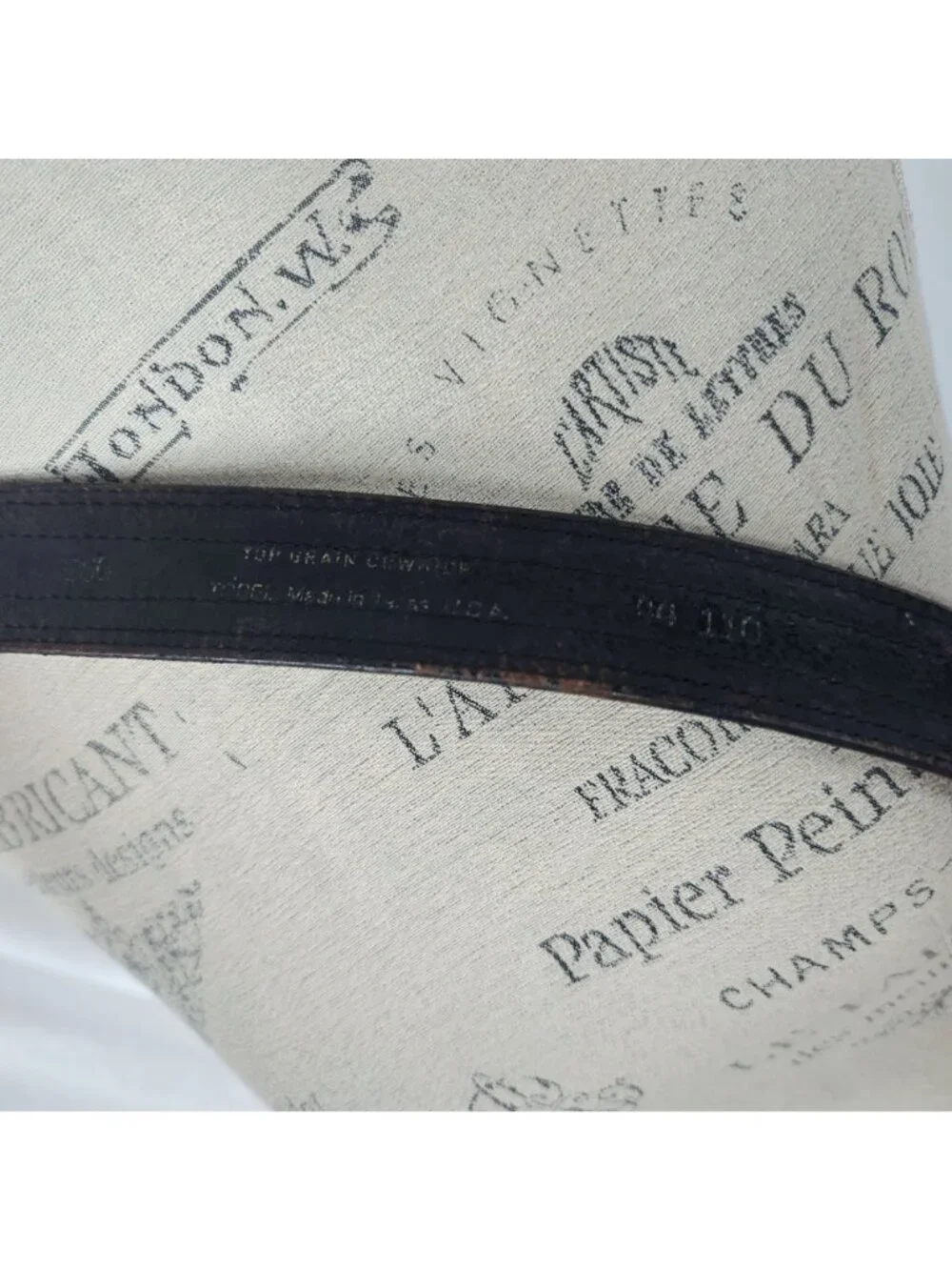 Vintage 80s Textile Western Belt X Large Black Leather